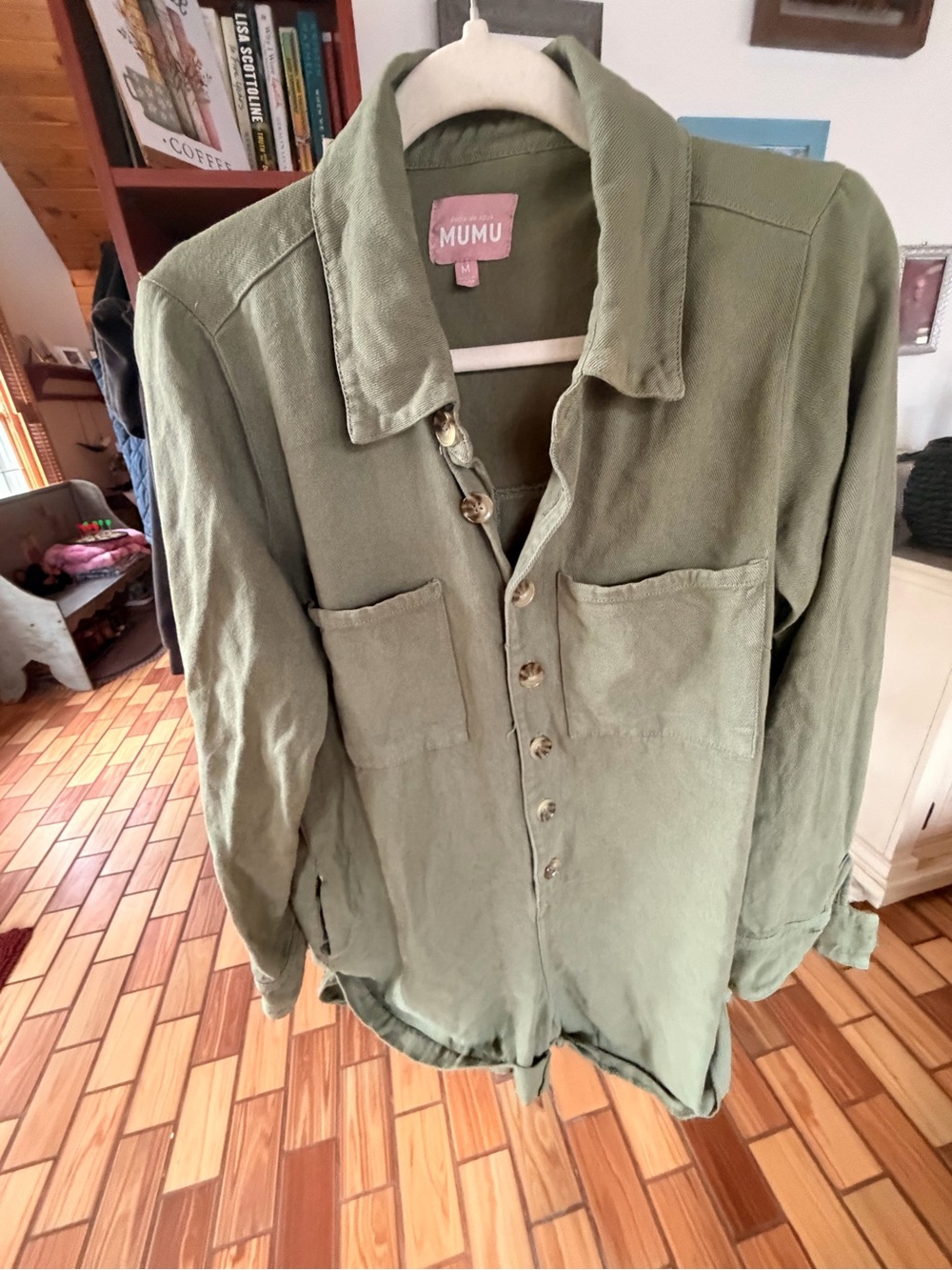 Show Me Your MuMu Olive Green Casual Button-Down Shirt
